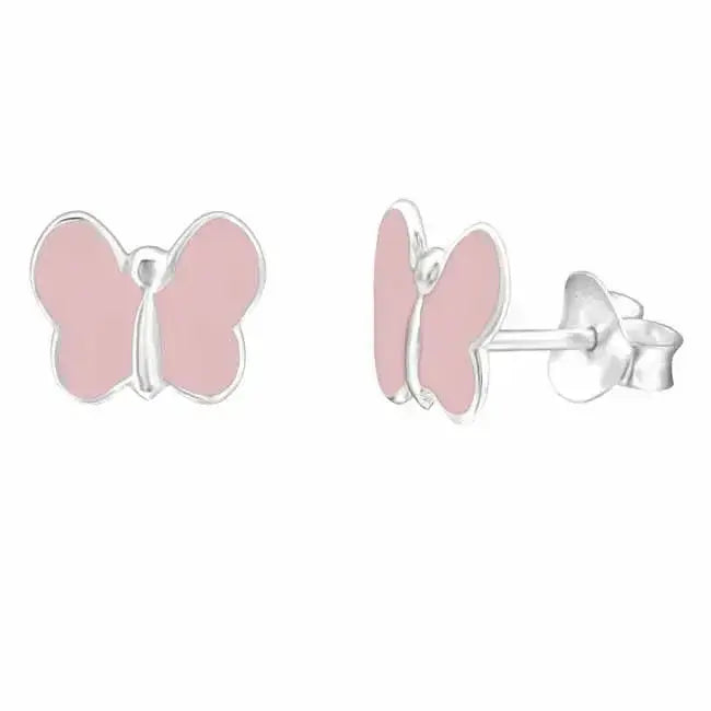 Pinkki perhonen hopeakorvakorut - hopeakorvakorut