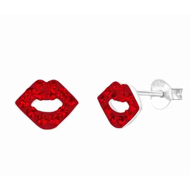 Punaiset huulet hopeakorvakorut - hopeakorvakorut