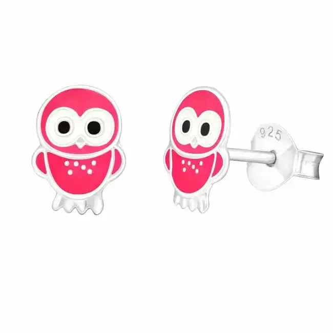 Punaiset pöllö hopeakorvakorut - hopeakorvakorut