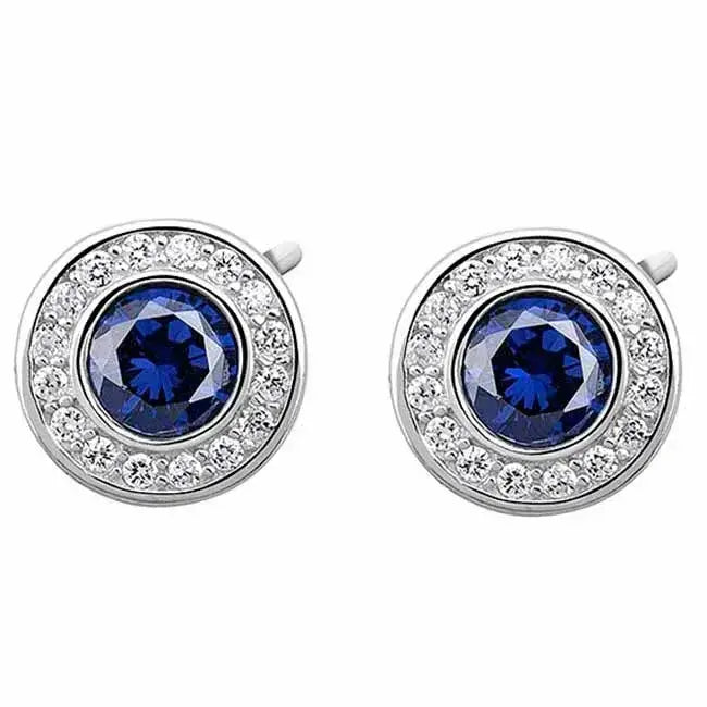 Pyöreät hopeakorvakorut siniset zirkoniakivet - hopeakorvakorut