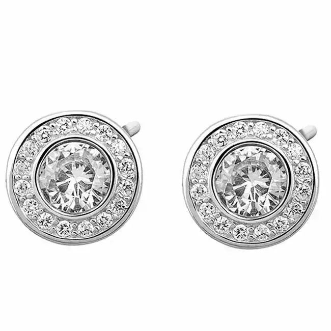 Pyöreät hopeakorvakorut zirkoniakivillä - hopeakorvakorut