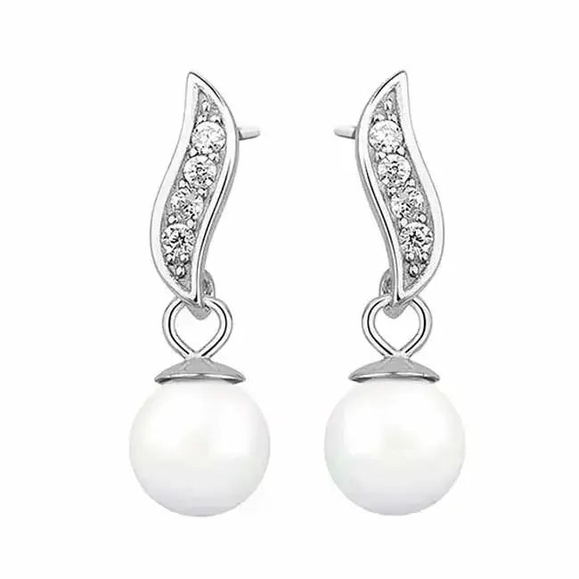 Roikkuvat helmikorvakorut zirkoneilla - hopeakorvakorut