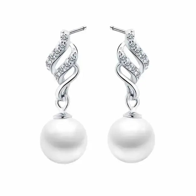 Roikkuvat helmikorvakorut zirkoniat - hopeakorvakorut