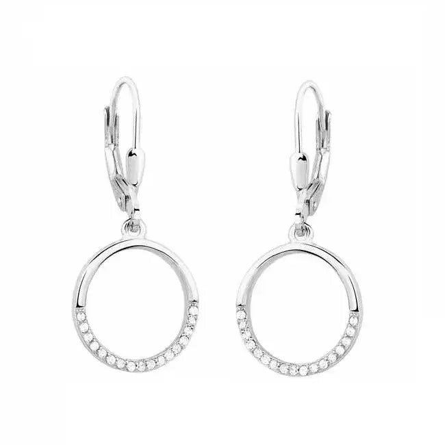 Roikkuvat hopeakorvakorut zirkoniakehä - hopeakorvakorut