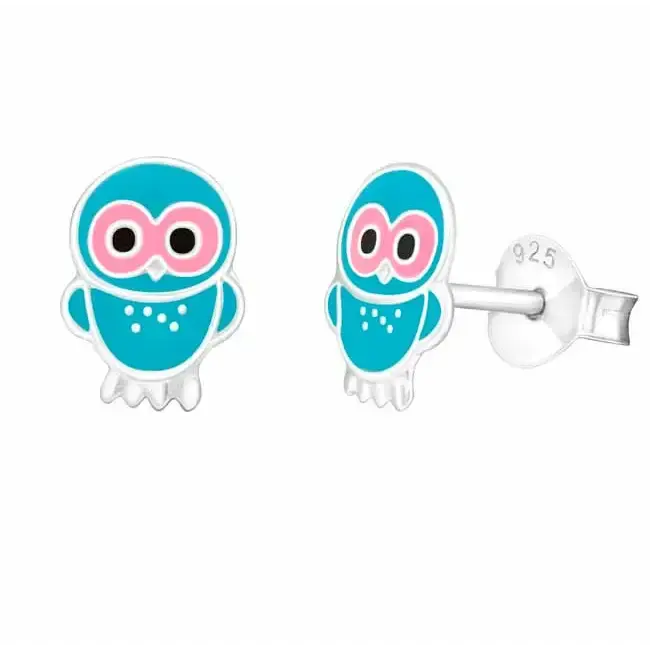 Siniset pöllö hopeakorvakorut - hopeakorvakorut