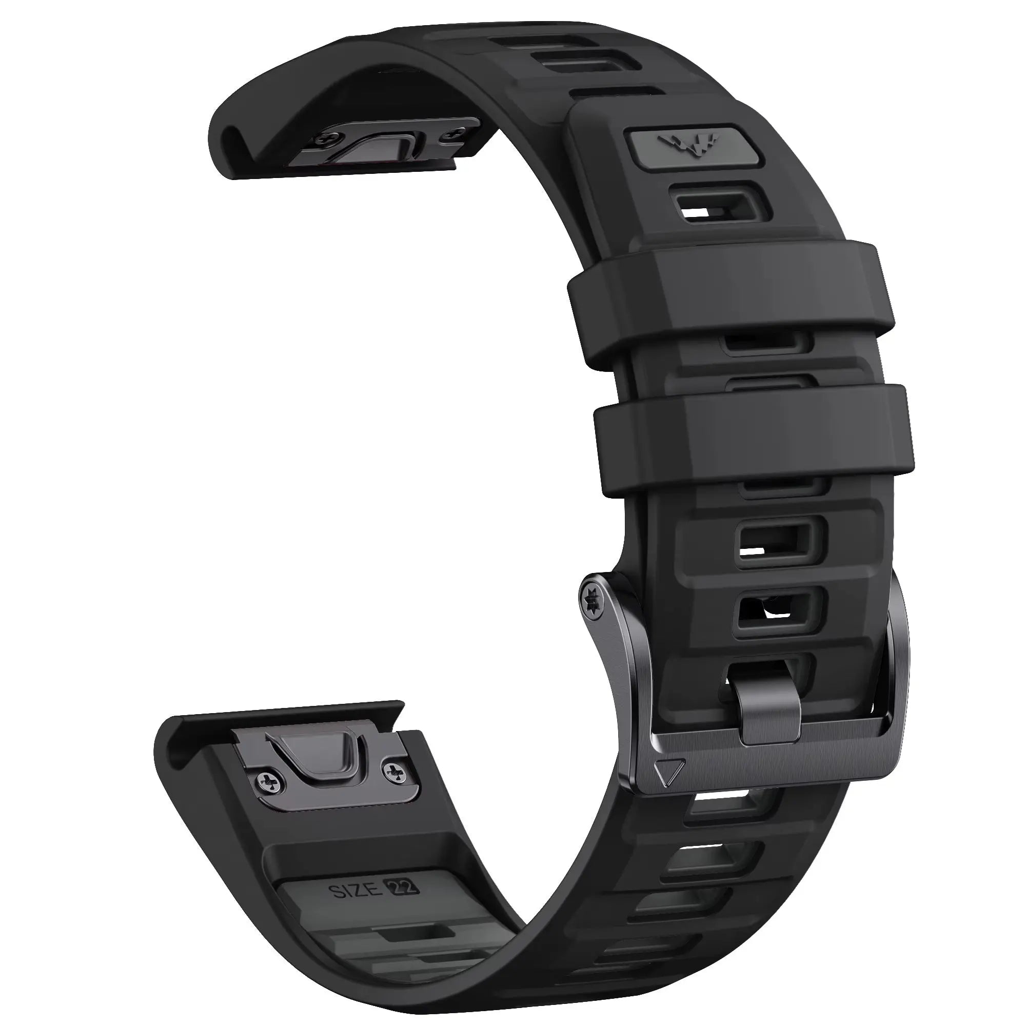 Sisu Fortis Garmin Fenix silikoniranneke pikakiinnityksellä, musta-harmaa, 26 mm HM Koru