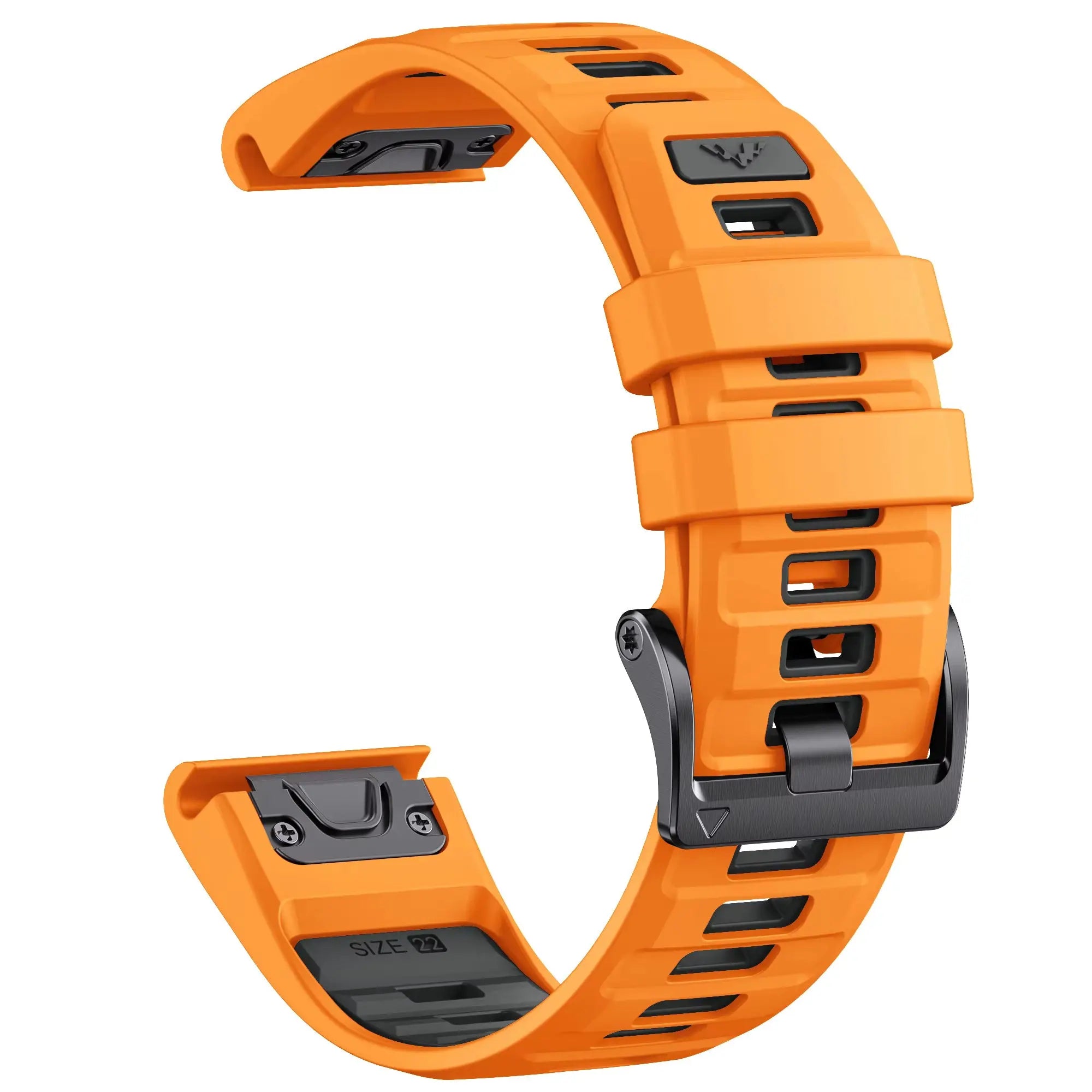 Sisu Fortis Garmin Fenix silikoniranneke pikakiinnityksellä, oranssi-musta, 26 mm HM Koru