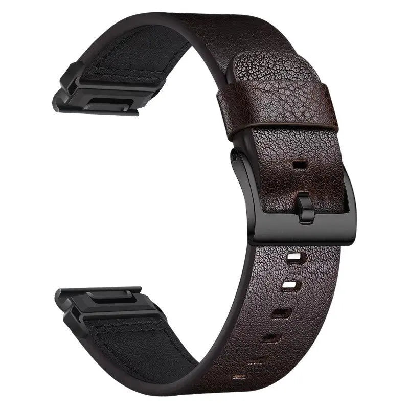 Sisu Hide XL Garmin Fenix nahkaranneke pikakiinnityksellä, tummanruskea tekstuuri, 22 mm HM Koru