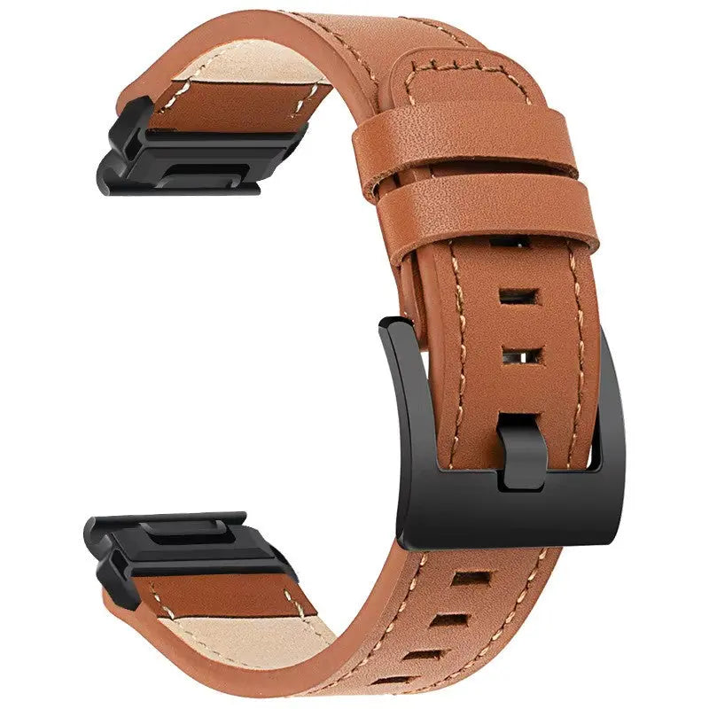 Sisu Hide XL Garmin Fenix nahkaranneke pikakiinnityksellä, vaaleanruskea tikattu, 22 mm HM Koru