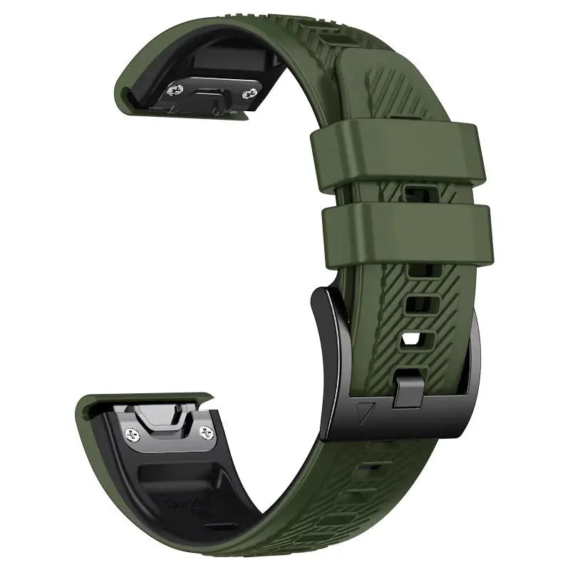Sisu Rift Garmin Fenix silikoniranneke pikakiinnityksellä, maastonvihreä-musta, 22 mm HM Koru