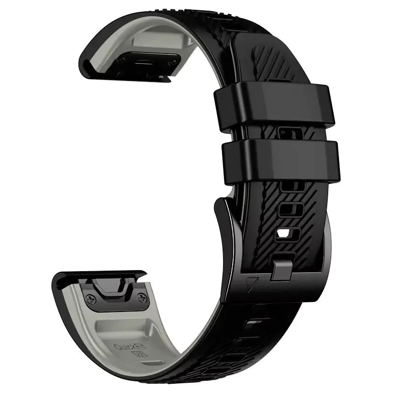 Sisu Rift Garmin Fenix silikoniranneke pikakiinnityksellä, musta-harmaa, 22 mm HM Koru