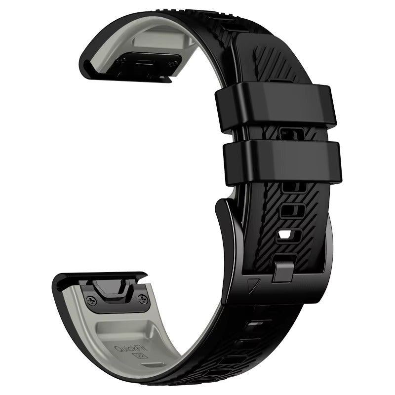 Sisu Rift Garmin Fenix silikoniranneke pikakiinnityksellä, musta-harmaa, 26 mm HM Koru