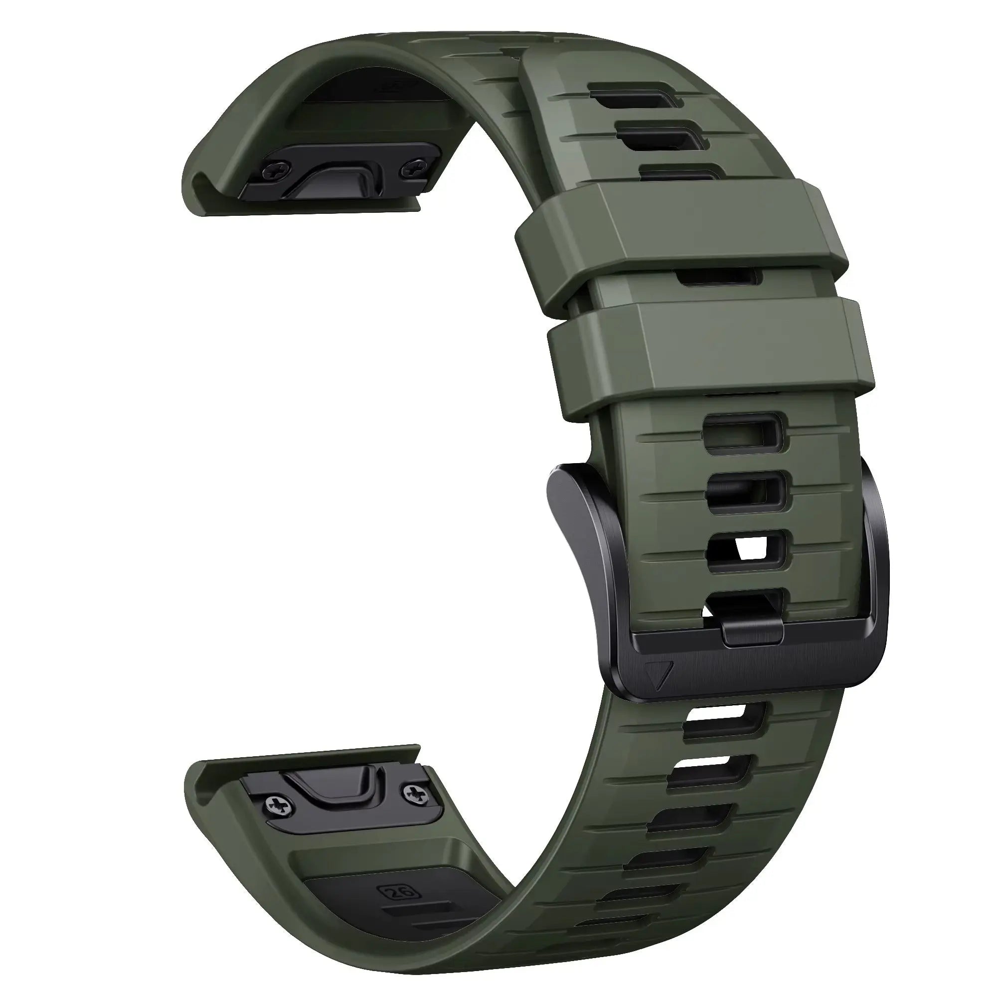 Sisu Scala Garmin Fenix silikoniranneke pikakiinnityksellä, maastonvihreä-musta, 22 mm HM Koru