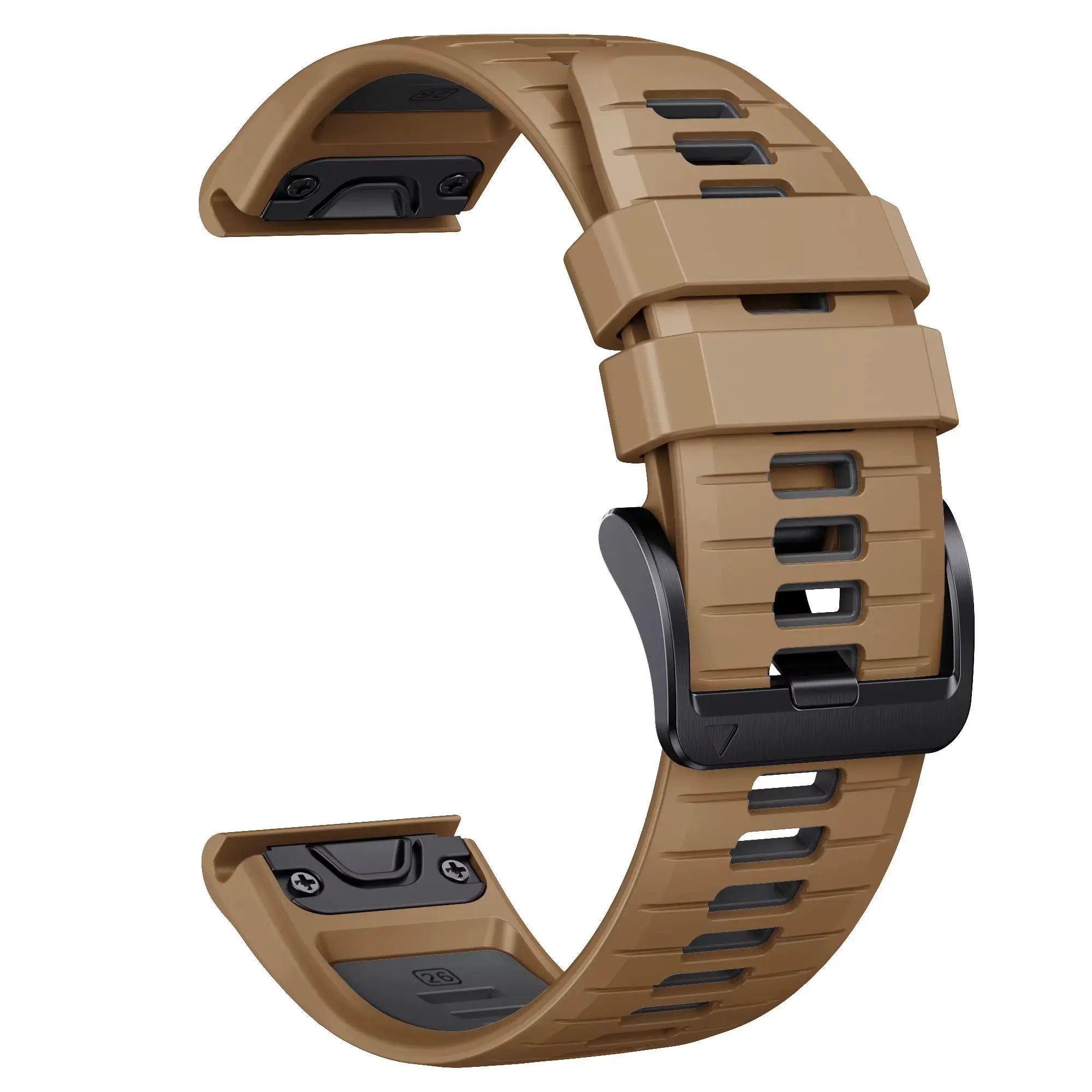 Sisu Scala Garmin Fenix silikoniranneke pikakiinnityksellä, ruskea-musta, 22 mm HM Koru