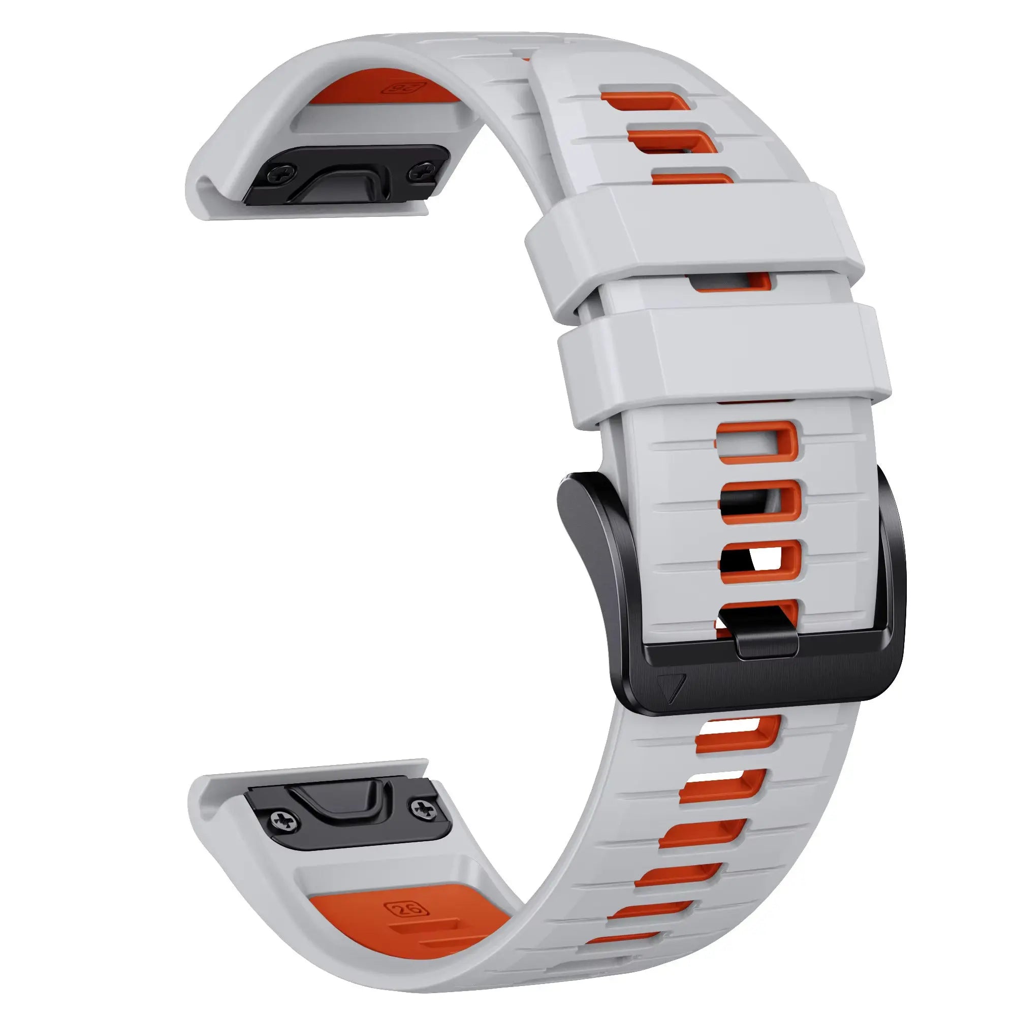Sisu Scala Garmin Fenix silikoniranneke pikakiinnityksellä, vaaleanharmaa-oranssi, 22 mm HM Koru