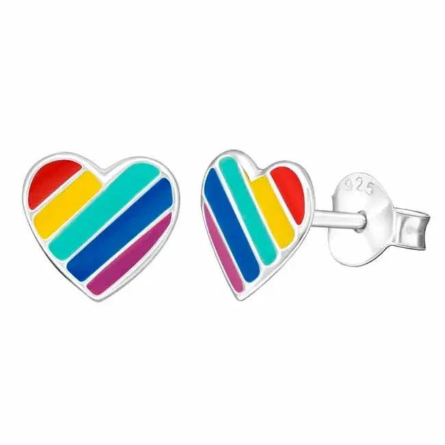 Sydän sateenkaari hopeakorvakorut HM Koru