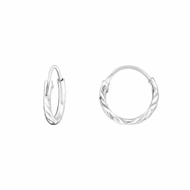 Timanttileikatut hopeakorvarenkaat 1,2 x 10 mm - hopeakorvakorut