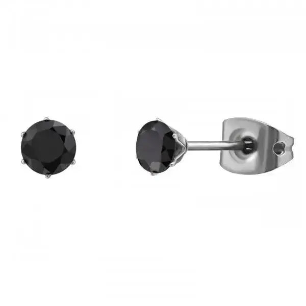Titaanikorvakorut musta zirkonia 4 mm - titaanikorvakorut