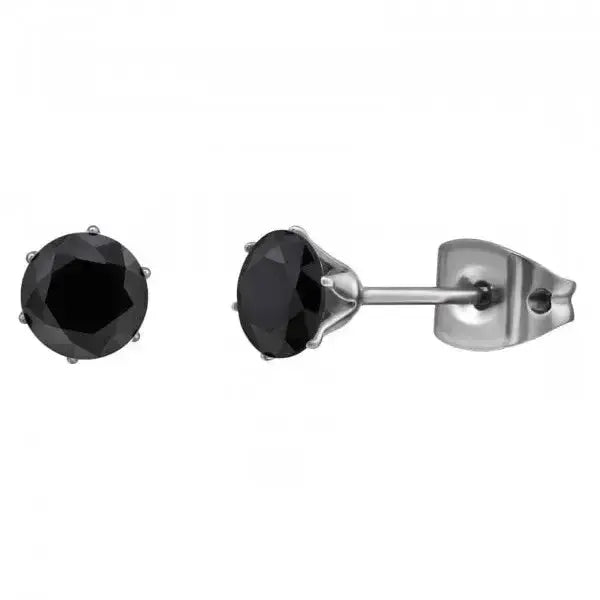 Titaanikorvakorut musta zirkonia 5 mm - titaanikorvakorut