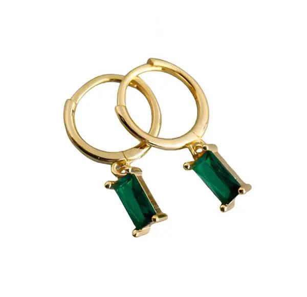 Kullatut hopeakorvarenkaat vihreä zirkonia