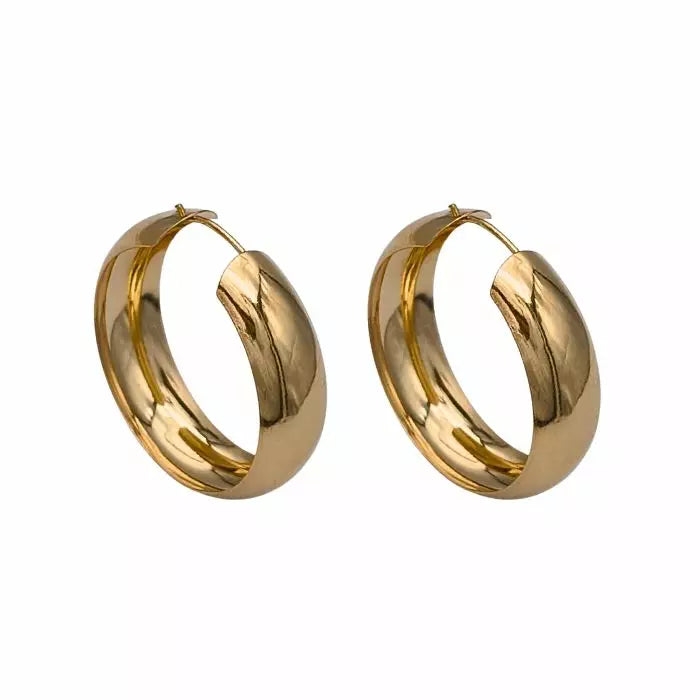 Kultaiset rengaskorvakorut 14K keltakulta 24 mm HM Koru