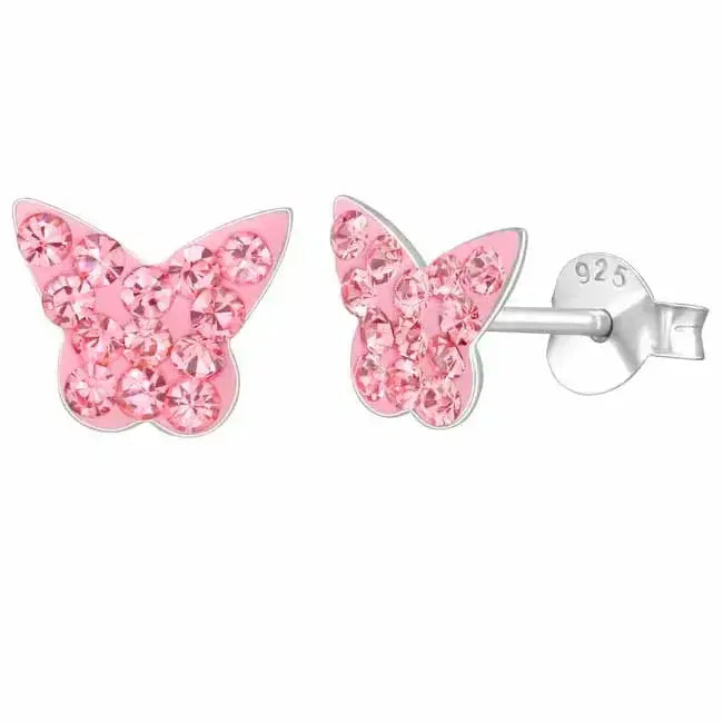 Vaaleanpunaiset perhoset hopeakorvakorut - hopeakorvakorut