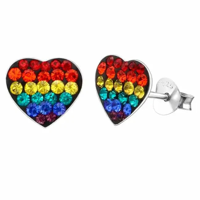 Värikkäät sydän hopeakorvakorut - hopeakorvakorut