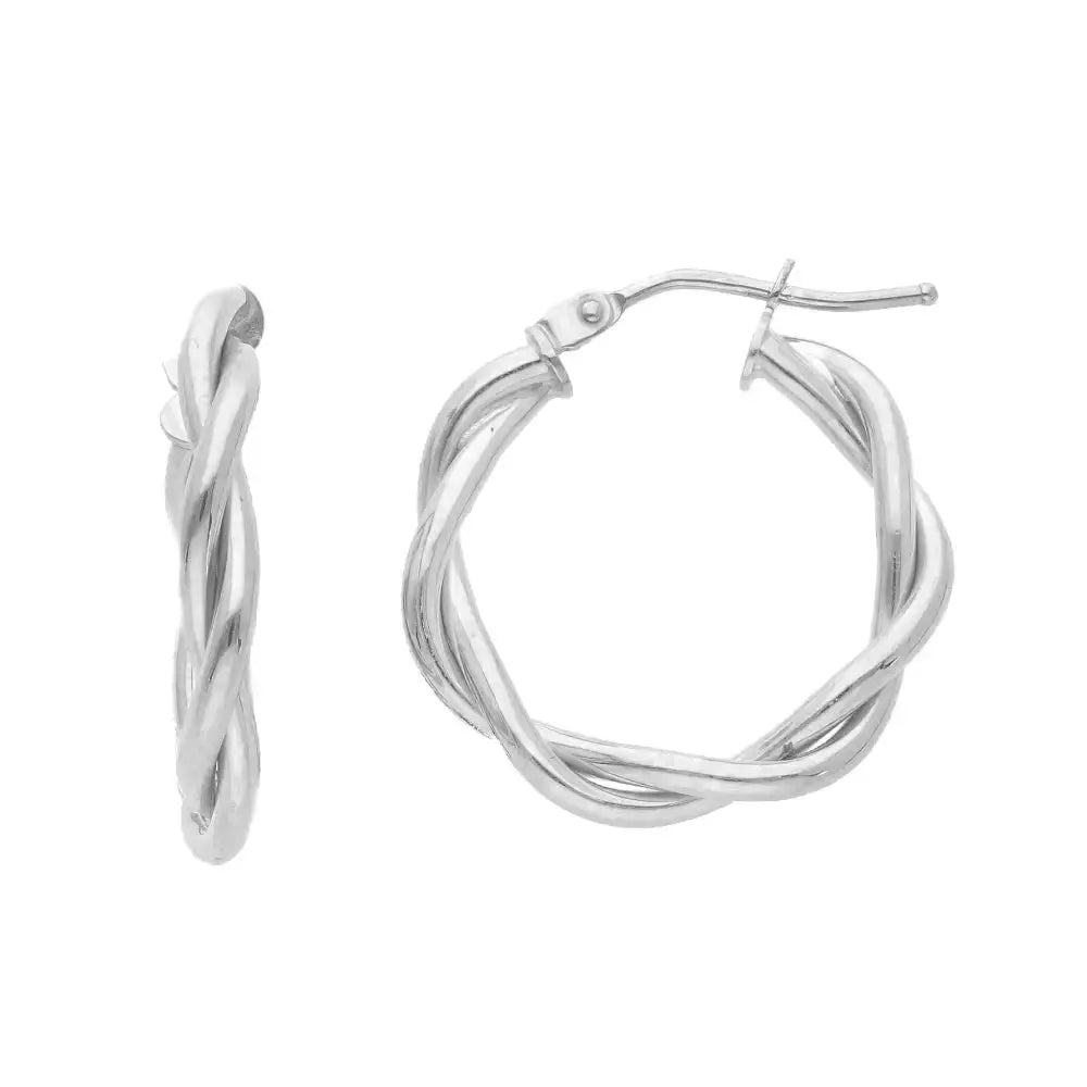 Valkokultaiset korvarenkaat kierteet 20 mm - kultakorvakorut