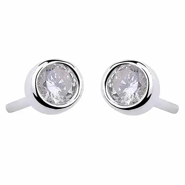 Zirkoninappi hopeakorvakorut kuppi-istutuksella - hopeakorvakorut