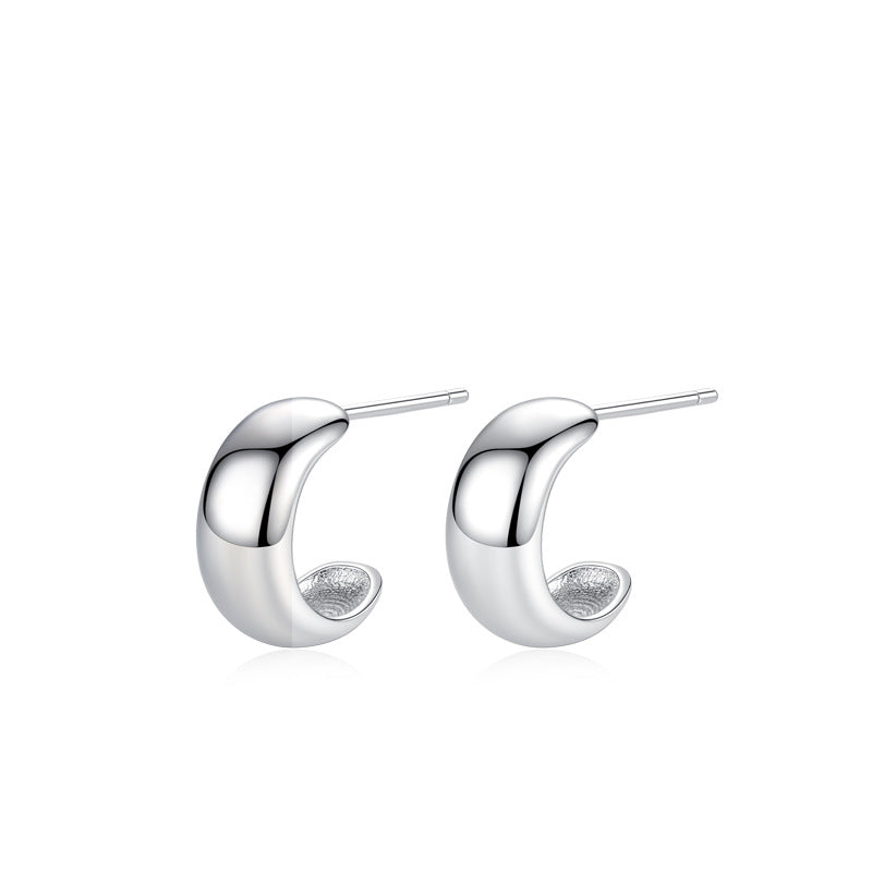 Pyöristetyt hopeiset korvarenkaat 5 x 11 mm