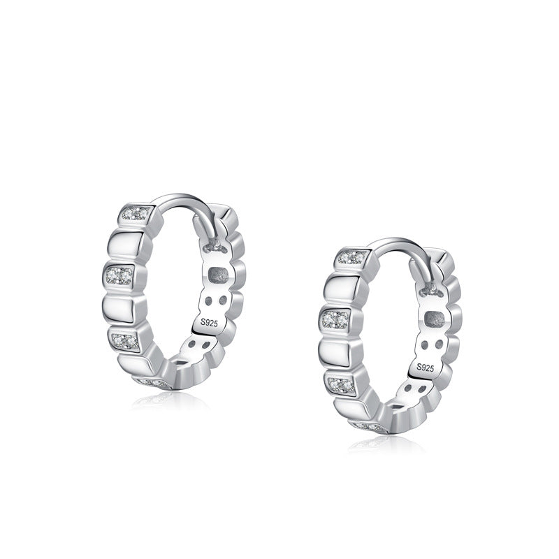 Hopeakorvarenkaat zirkoneilla 3 x 14 mm