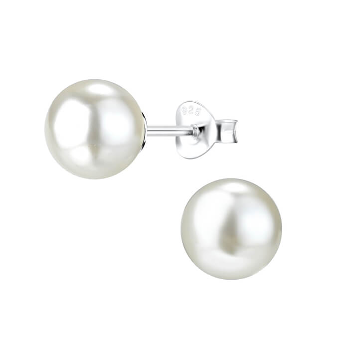 Silver pearl earrings white