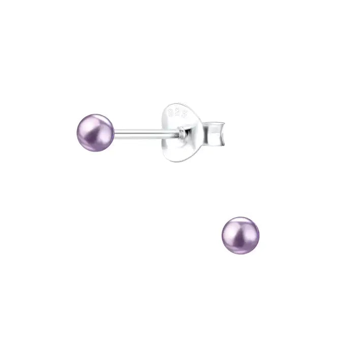 Hopeiset helmikorvakorut violetti 3 mm