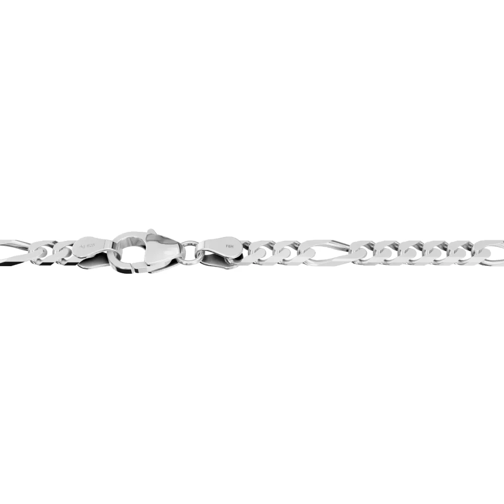 Hopeinen Figaroketju 4,3 mm