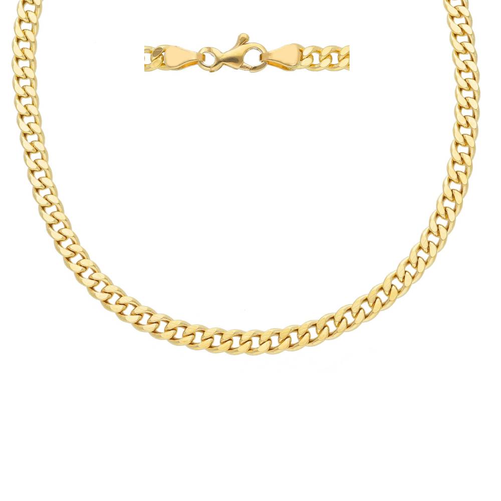 Kultainen ontto panssariketju 3,5 mm 14K Keltakulta