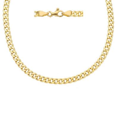 Kultainen ontto panssariketju 3,5 mm 14K Keltakulta