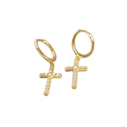 Kullatut hopeakorvarenkaat risteillä ja zirkoneilla HM Koru