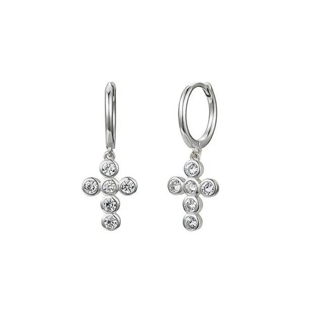 Hopeiset korvarenkaat risteillä ja zirkoneilla HM Koru