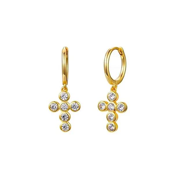 Kullatut hopeakorvarenkaat ristit ja zirkoniat HM Koru