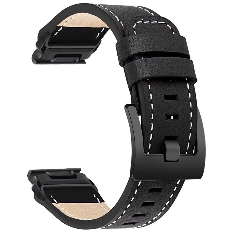 Sisu Hide XL Garmin Fenix nahkaranneke pikakiinnityksellä, musta tikattu, 22 mm HM Koru