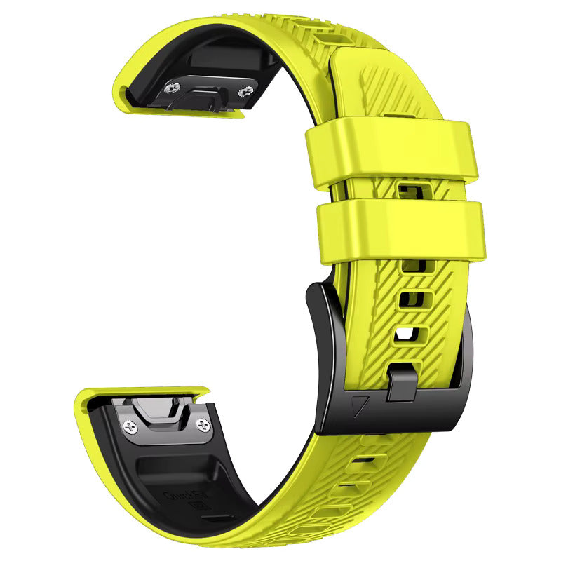 Sisu Rift Garmin Fenix silikoniranneke pikakiinnityksellä, lime-musta, 26 mm HM Koru