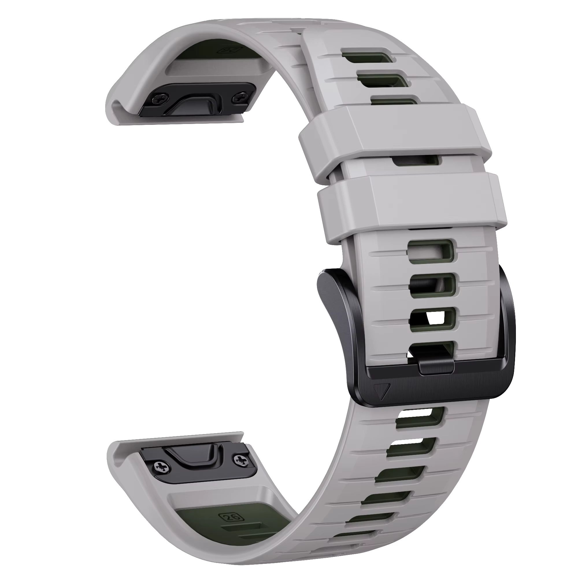 Sisu Scala Garmin Fenix silikoniranneke pikakiinnityksellä, vaaleanharmaa-musta, 22 mm HM Koru