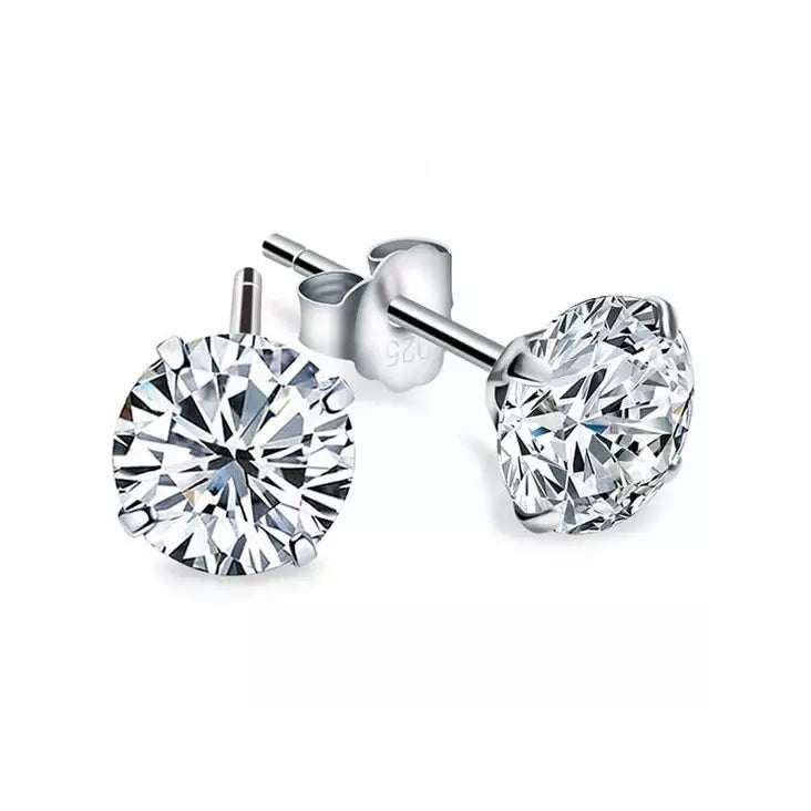Hopeiset zirkoniakorvakorut 3 - 8 mm